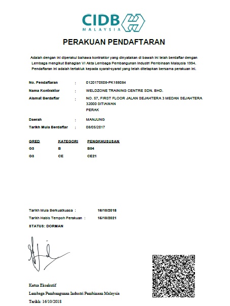 PERAKUAN PENDAFTARAN CIDB